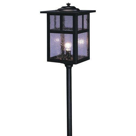 Arroyo Craftsman Low Voltage 6" Mission Stem Mount Without Overlay (Empty), Rustic Brown, Off White Glass LV18-M6EOF-RB